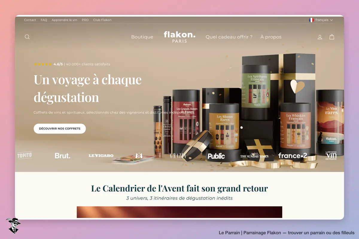 Page d'accueil de Flakon