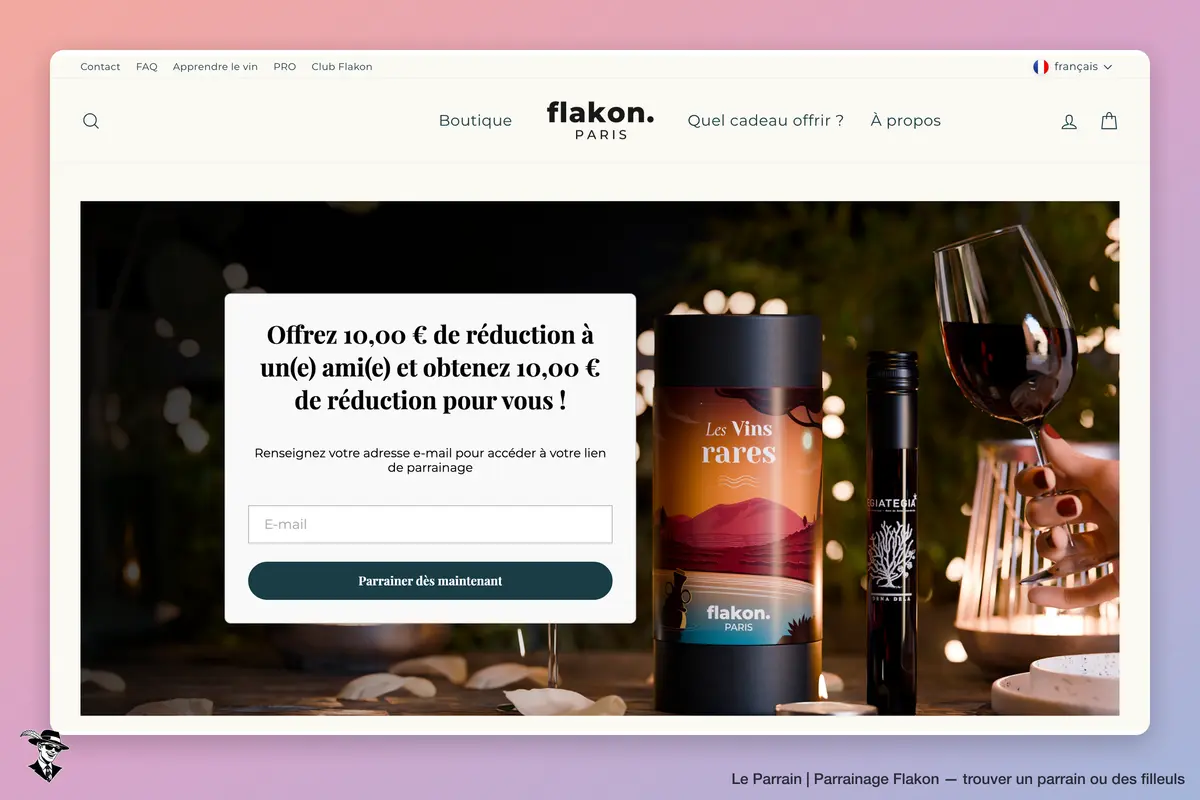 Page parrainage de Flakon