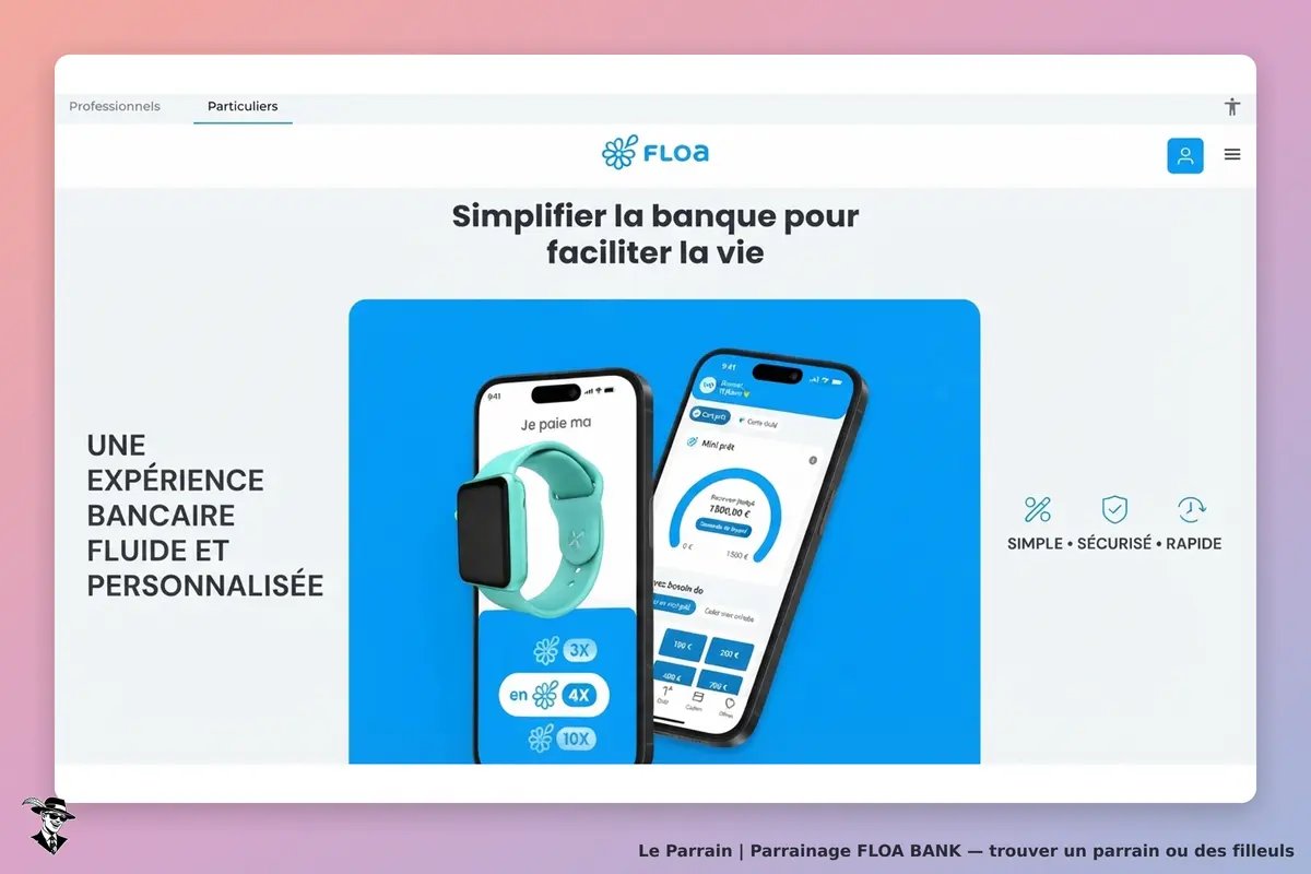 FLOA BANK : fLOA : page d'accueil présentant une expérience bancaire fluide avec des appareils
