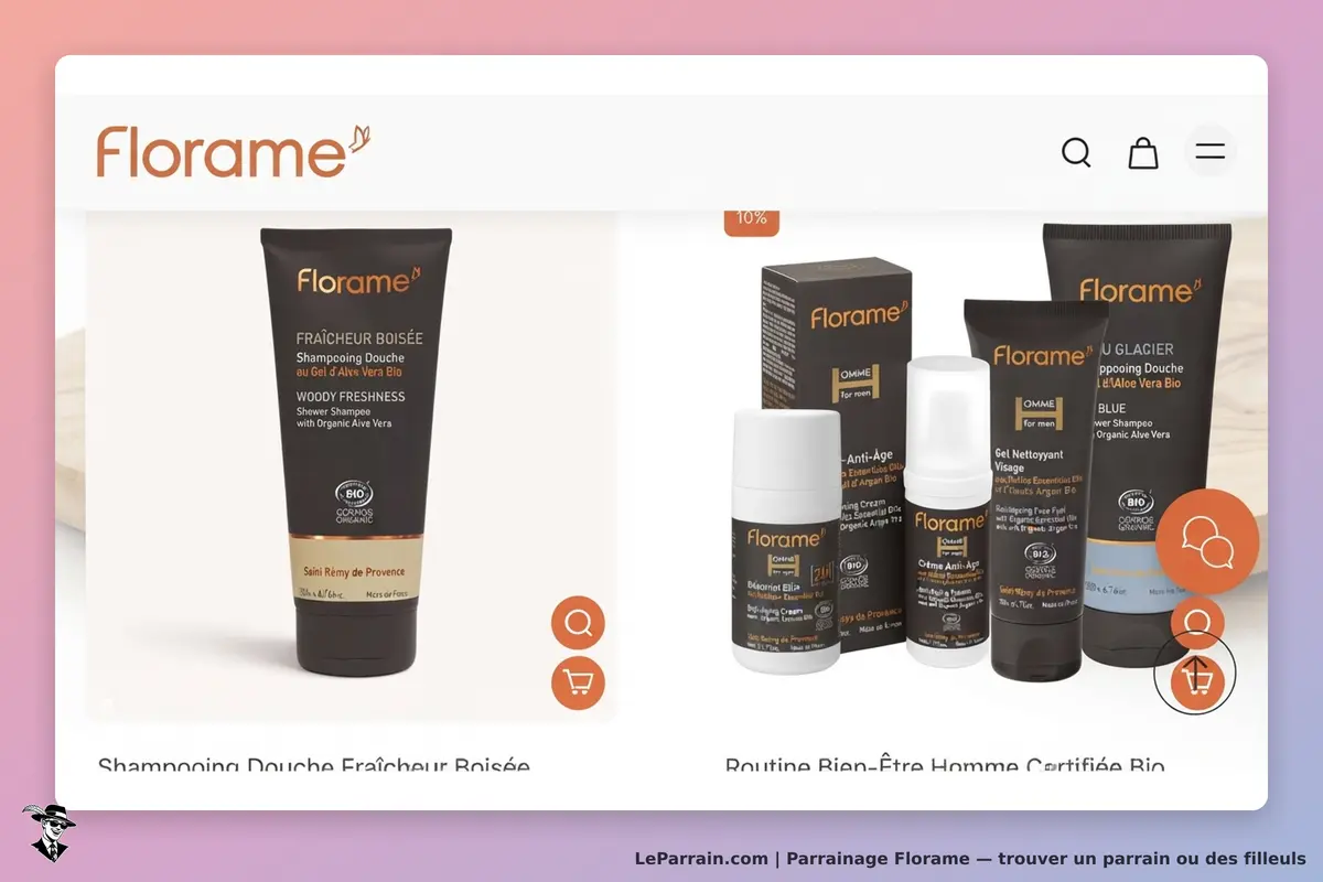 Florame : page d'accueil présentant des produits cosmétiques et soins pour hommes