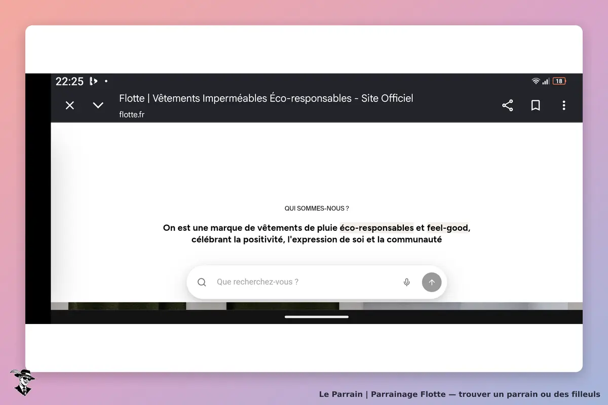 Flotte : page d'accueil présentant la marque et un champ de recherche