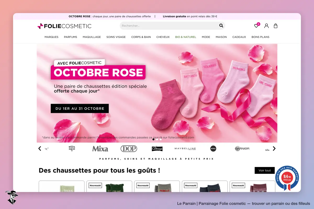 Page d'accueil de Folie cosmetic