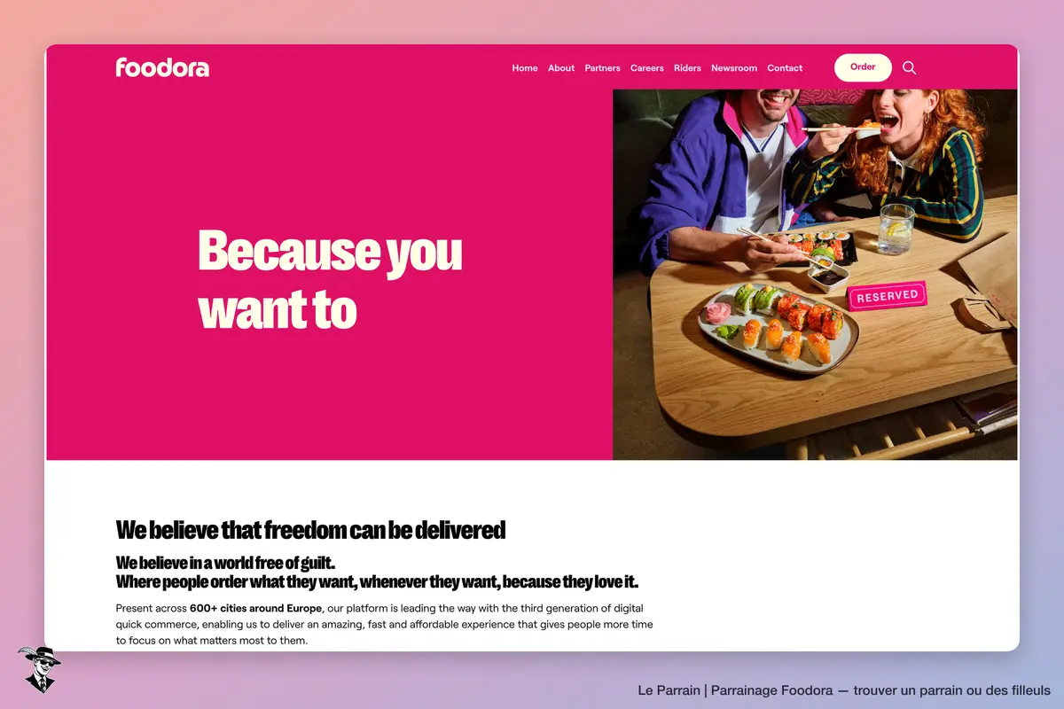 Page d'accueil de Foodora