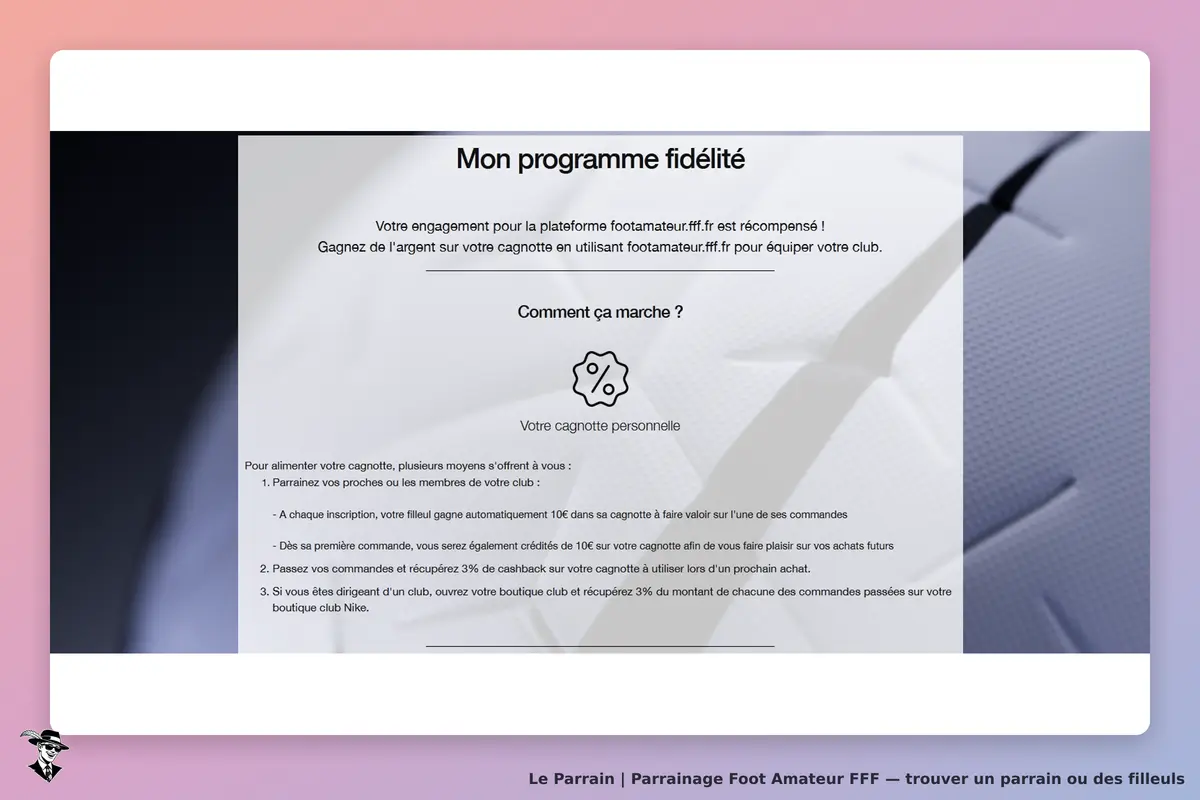 Page parrainage de Foot Amateur FFF