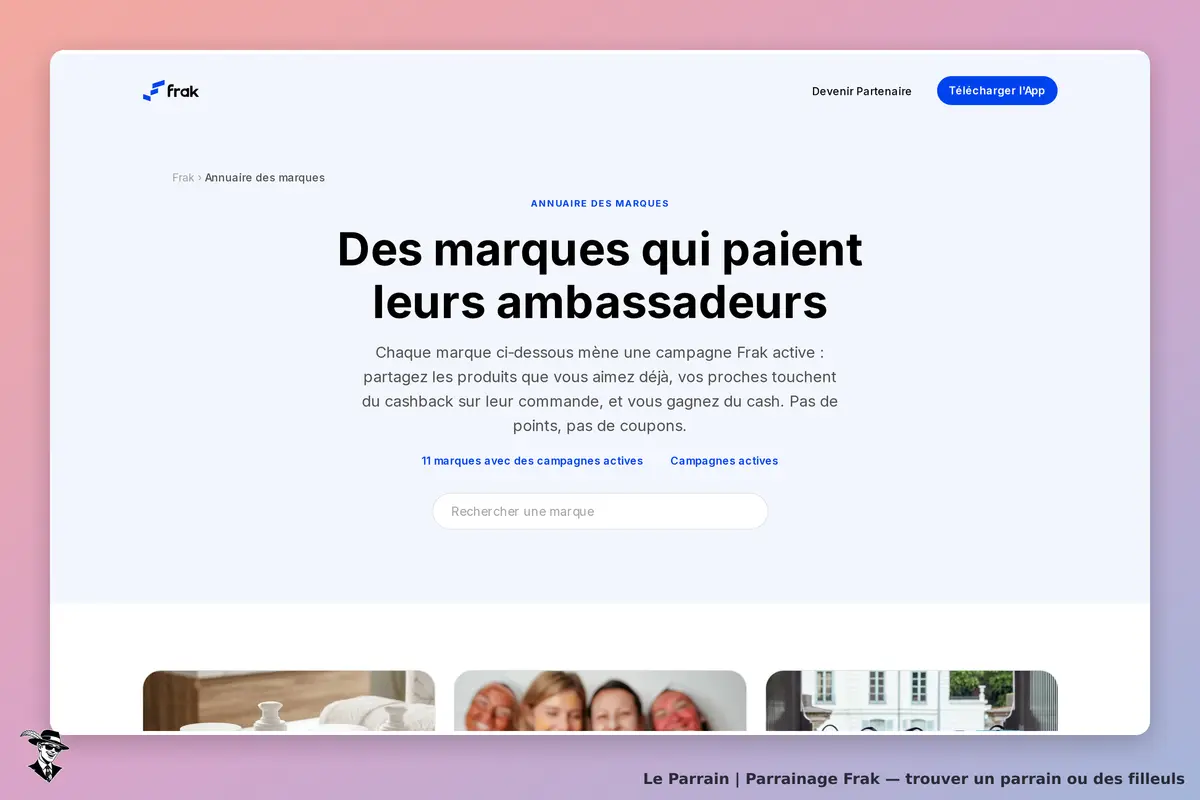 Page parrainage de Frak