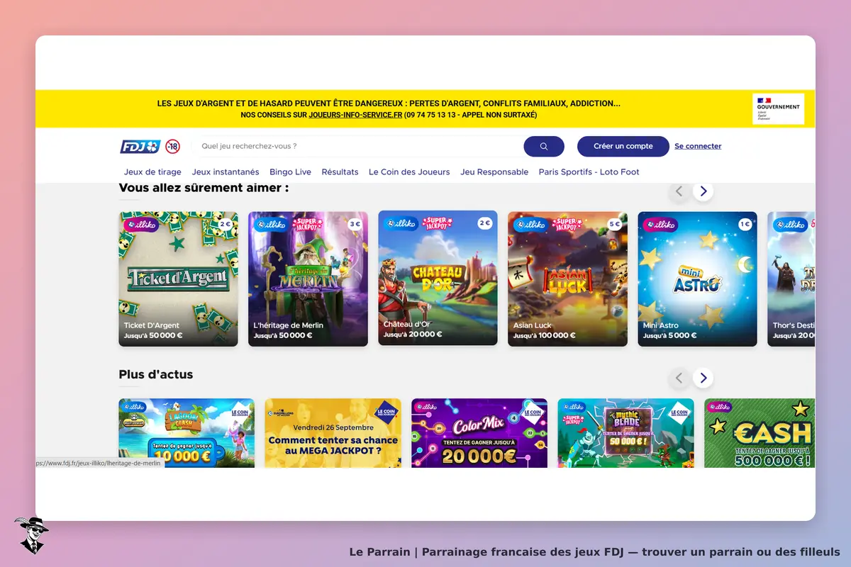 francaise des jeux FDJ : fDJ : page d'accueil présentant des jeux de loterie et des jeux