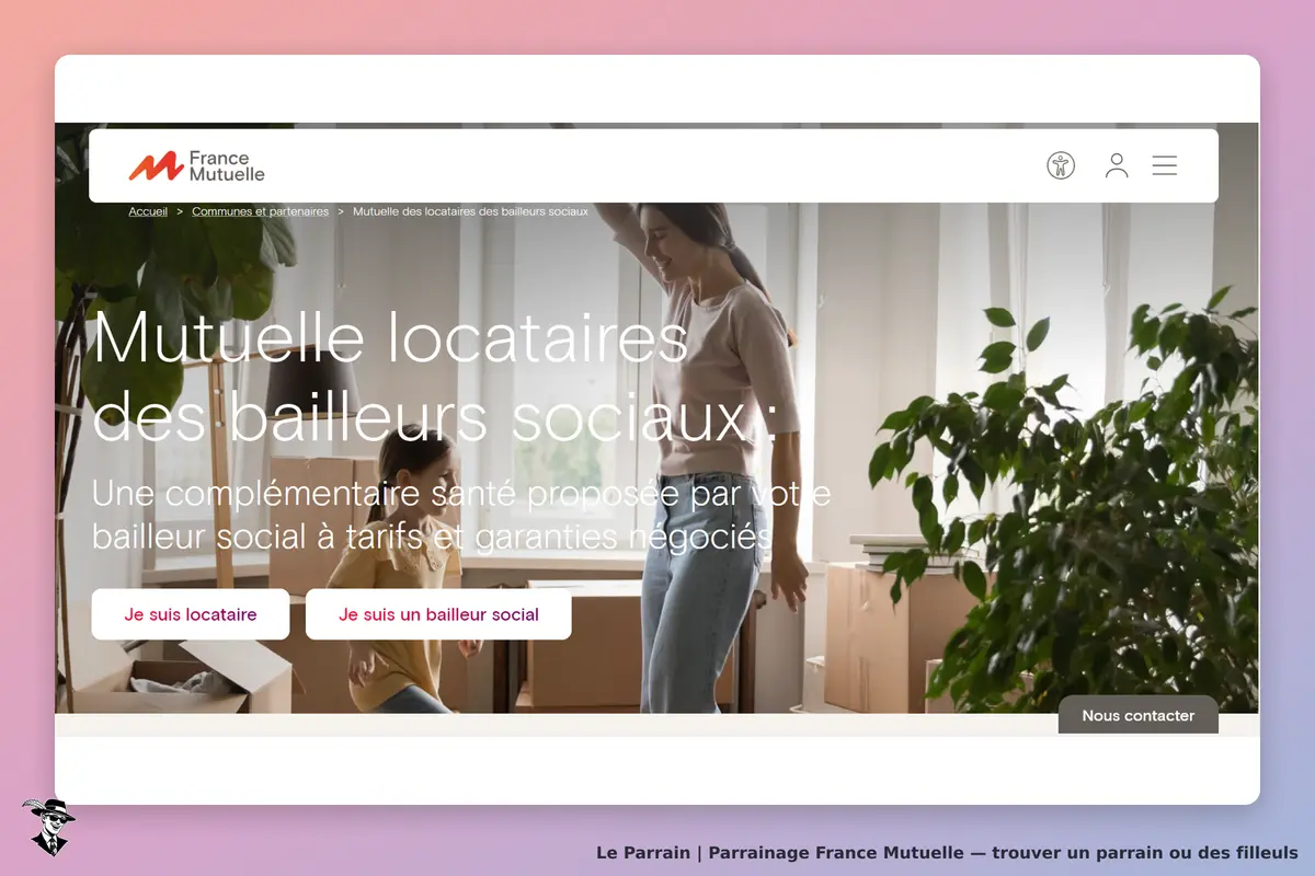 France Mutuelle : page d'accueil présentant une mutuelle pour locataires et bailleurs sociaux