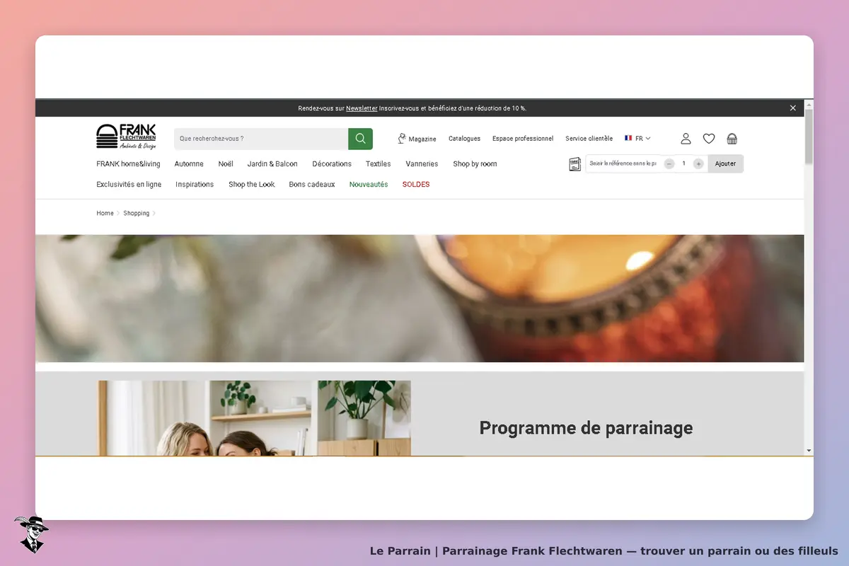 page d'accueil pour le programme de parrainage