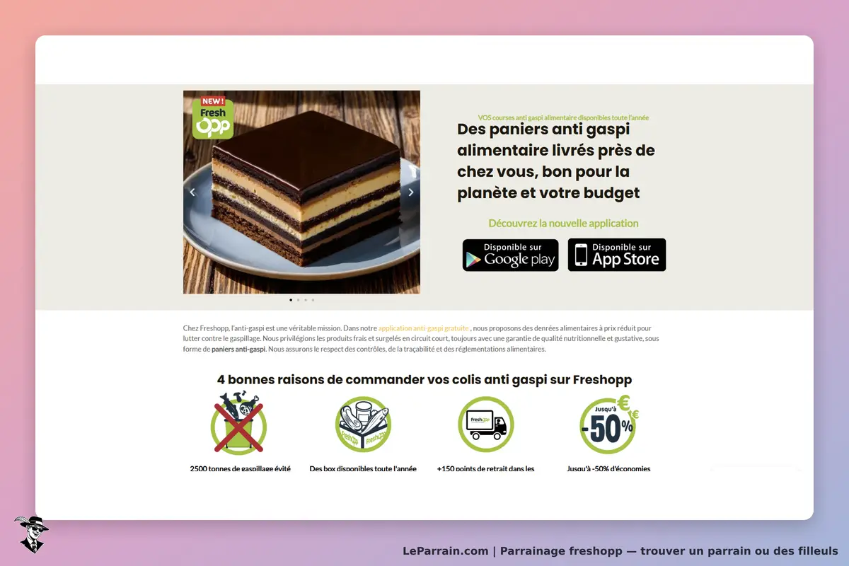 Freshopp : image d'un dessert avec un texte sur les paniers anti-gaspillage alimentaires