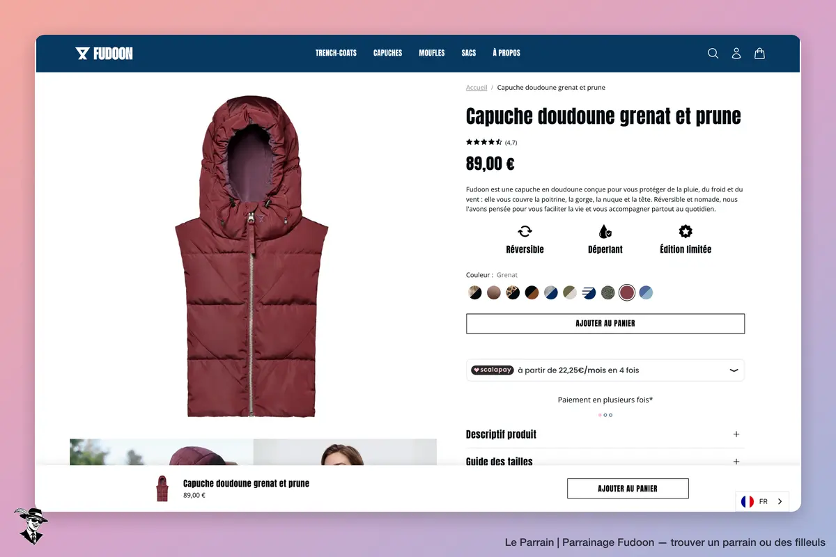 Page produit de Fudoon