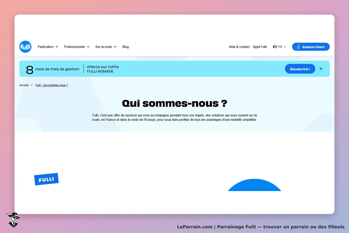 Fulli : page d'accueil présentant la section "Qui sommes-nous ?" et le logo de la marque
