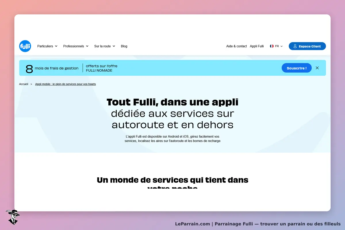 Fulli : page d'accueil présentant l'application et ses services pour trajets en voiture