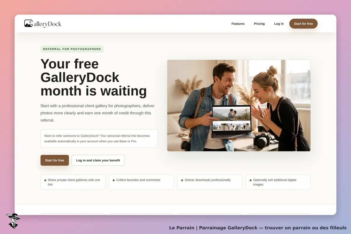 Page parrainage de GalleryDock