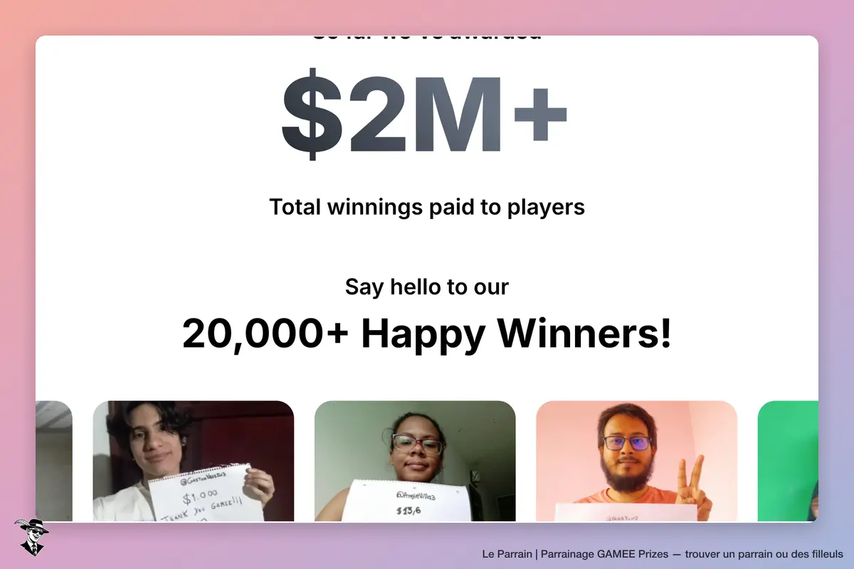 Capture d'écran de GAMEE Prizes