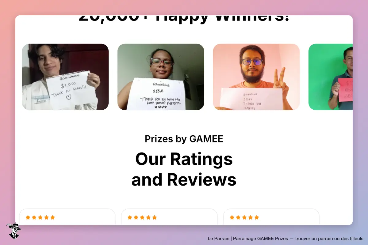 Capture d'écran de GAMEE Prizes