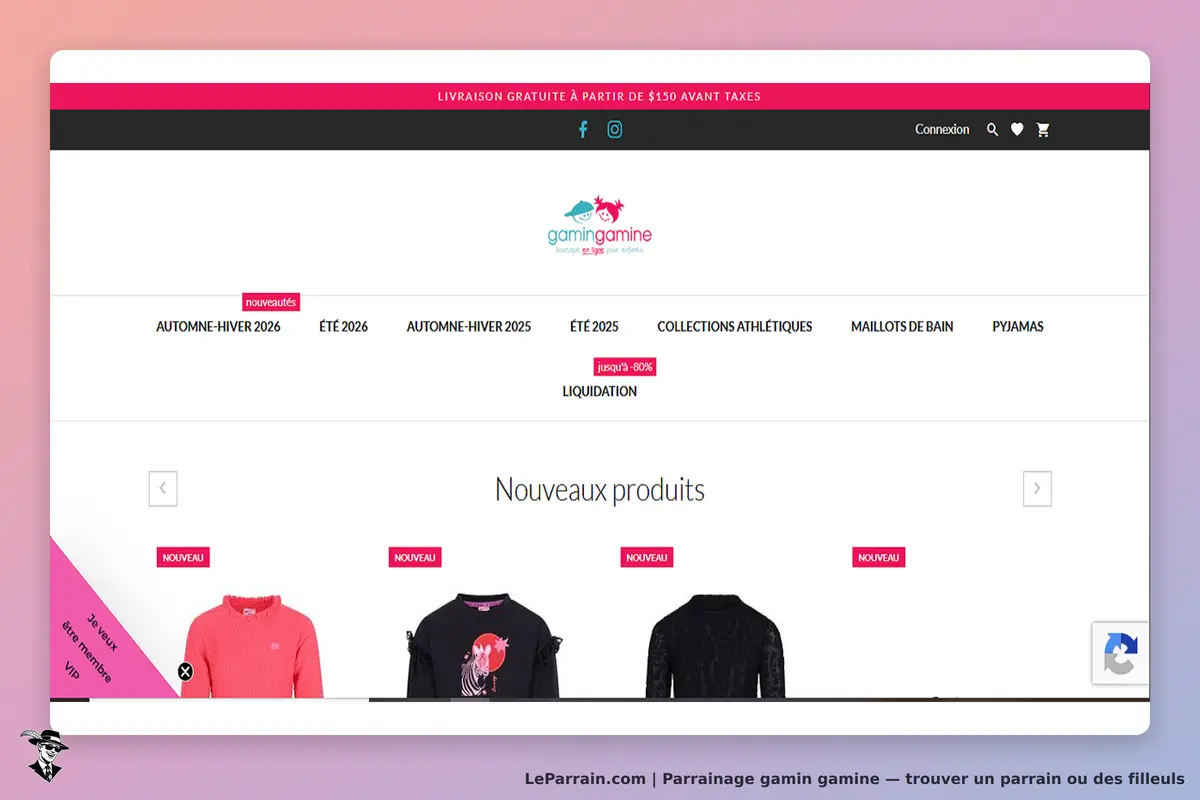 gamin gamine : page d'accueil avec nouveaux produits et catégories de vêtements pour enfants
