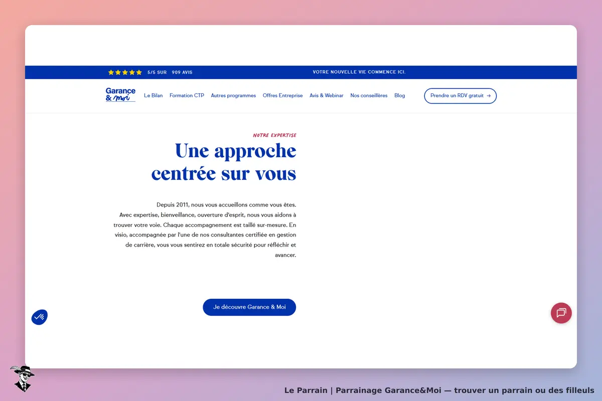 Garance&Moi : garance & Moi : page d'accueil présentant une approche centrée sur l'utilisateur et