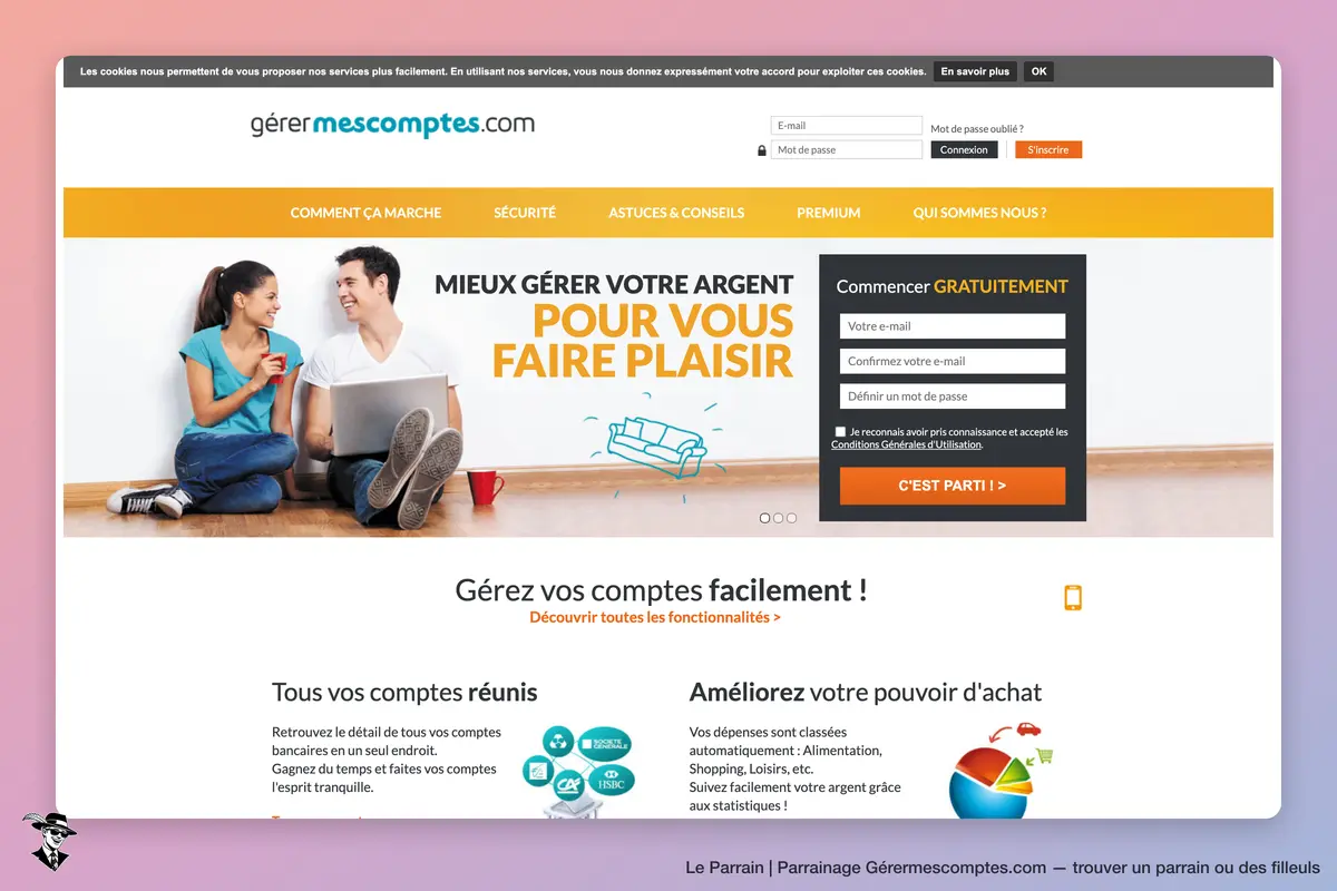 Page d'accueil de Gérermescomptes.com