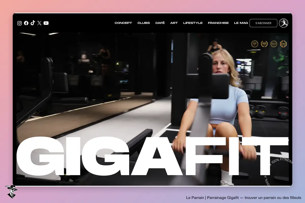 Page d'accueil de Gigafit