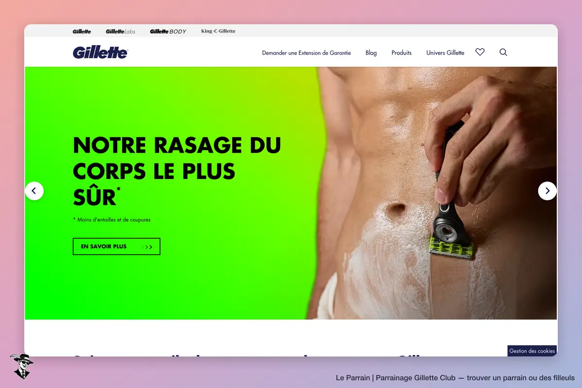Page d'accueil de Gillette Club