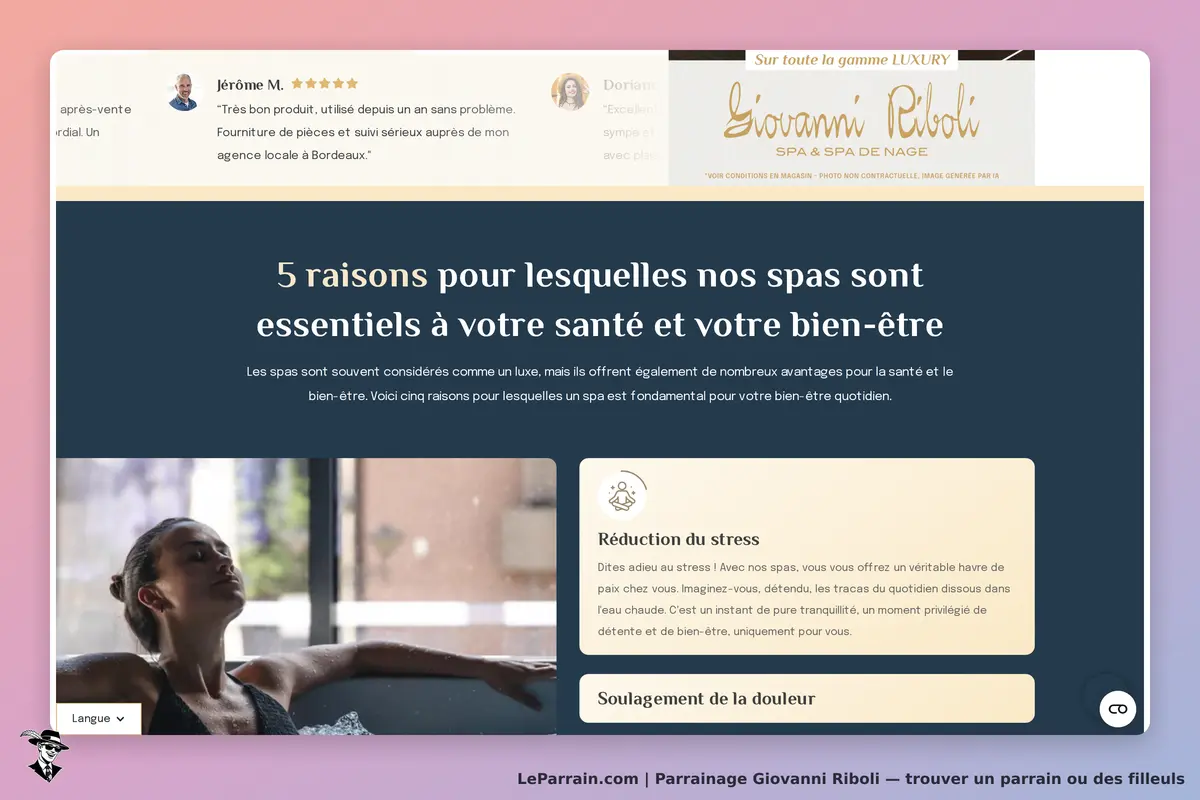 Giovanni Riboli : page d'accueil présentant les bienfaits des spas pour la santé et le bien-être