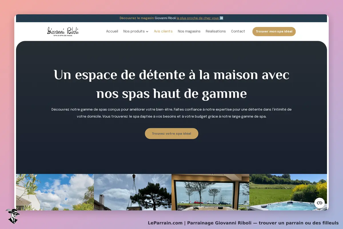 Giovanni Riboli : page d'accueil présentant des spas et un espace de détente à la maison