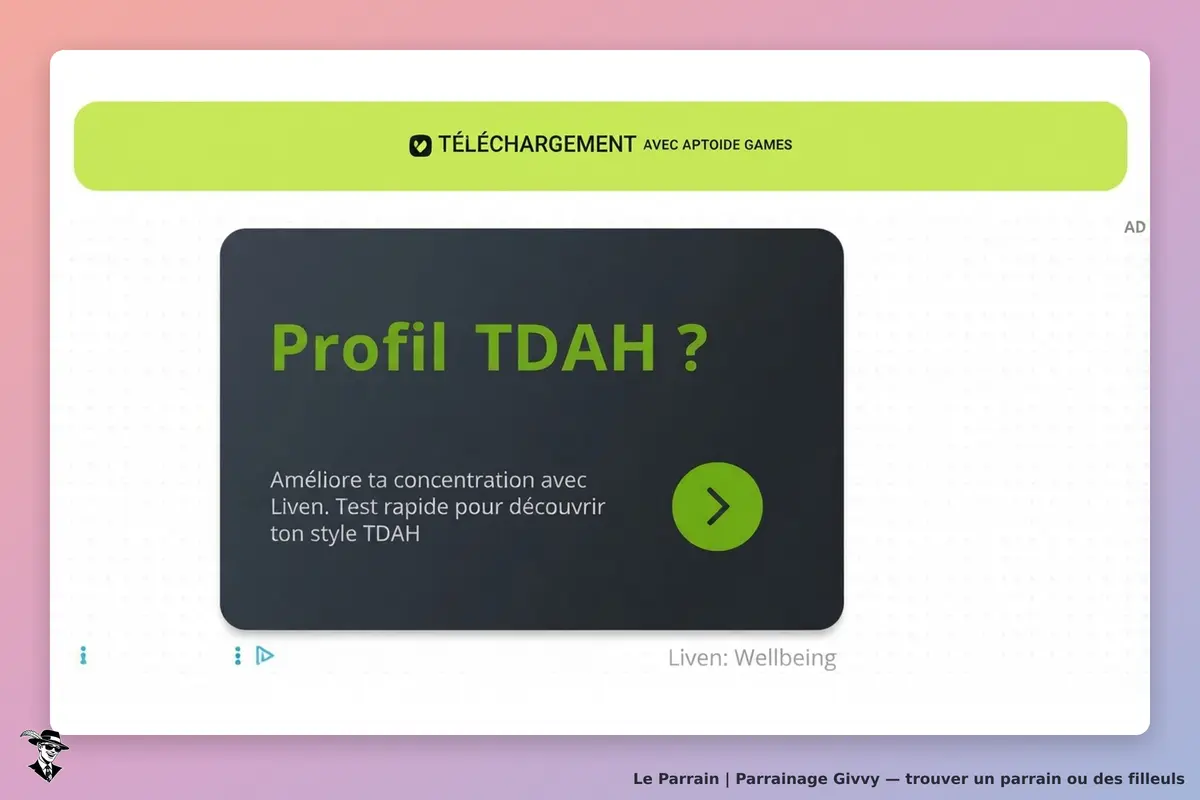 Givvy : page d'accueil avec un test pour découvrir le profil TDAH et améliorer la concentration
