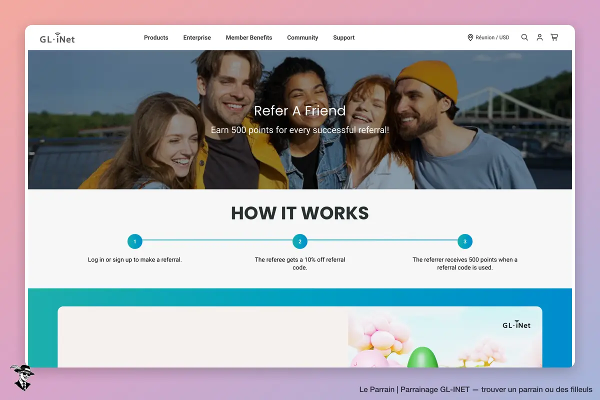 Page parrainage de GL-INET