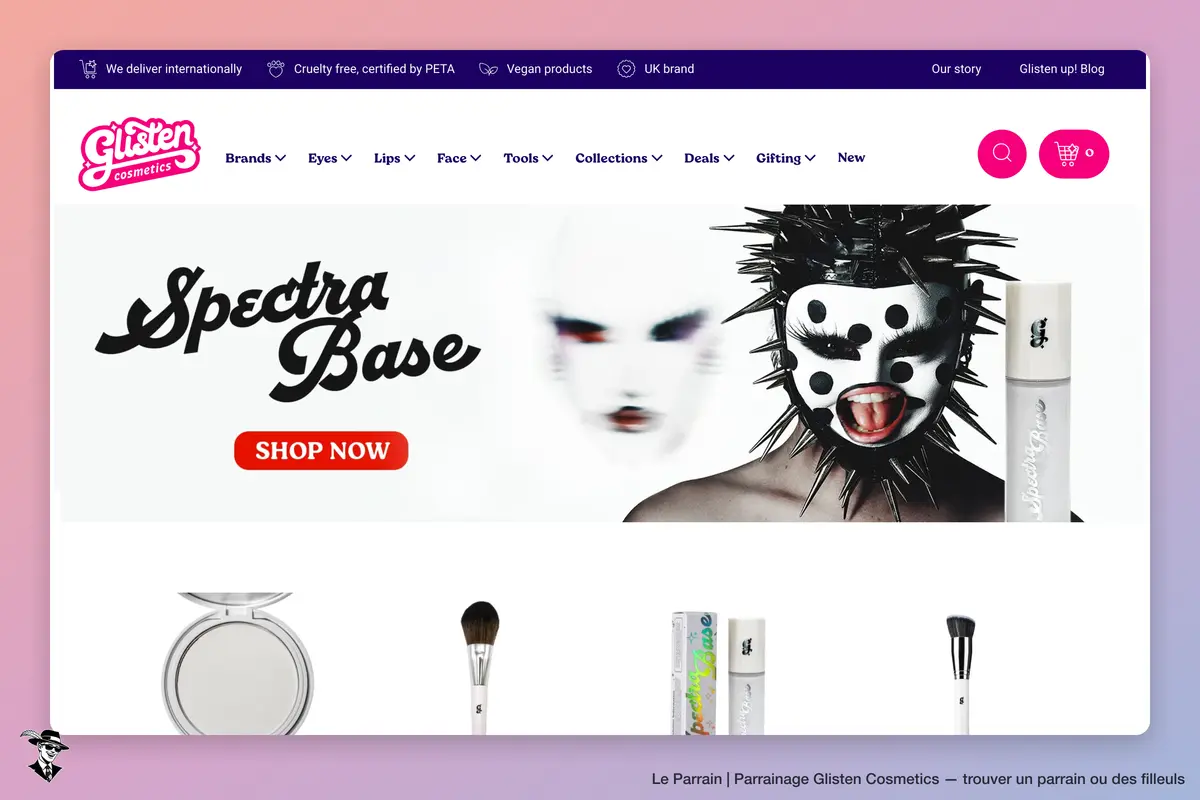 Page d'accueil de Glisten Cosmetics