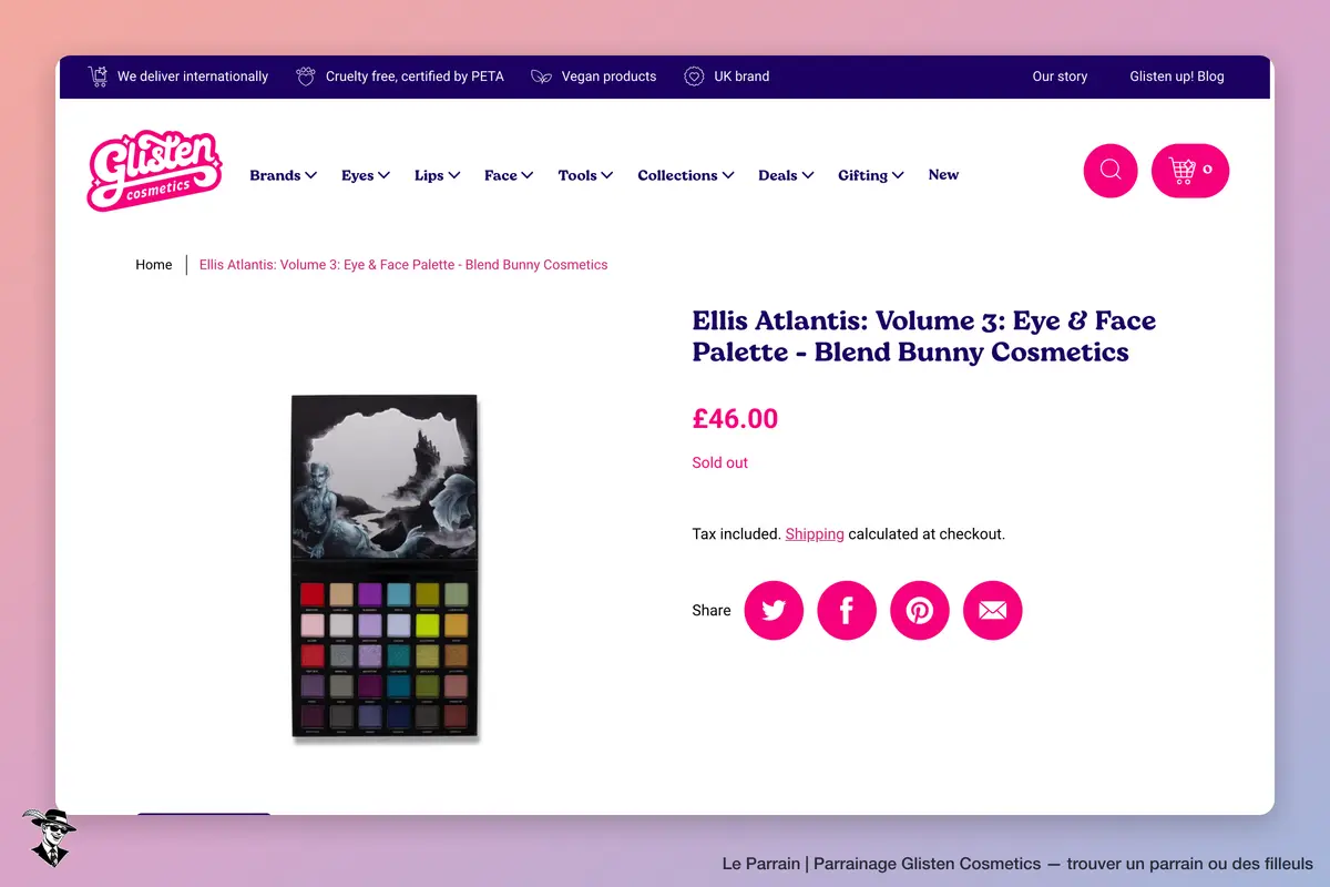 Page produit de Glisten Cosmetics
