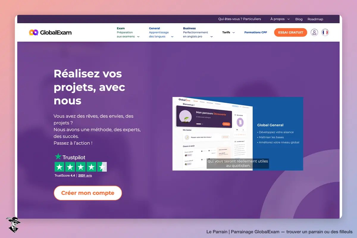Page d'accueil de GlobalExam