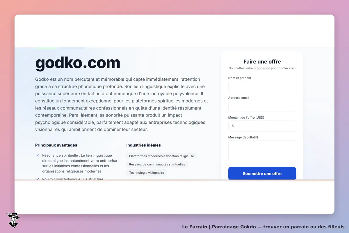 Gokdo : page d'accueil avec un formulaire de soumission d'offre et des informations sur le service