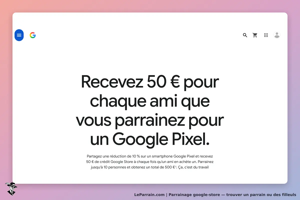 google-store : google Store : écran d'accueil avec texte sur le parrainage pour un smartphone