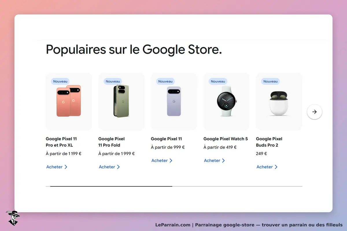 google-store : google Store : produits populaires affichés avec images et descriptions sur la page