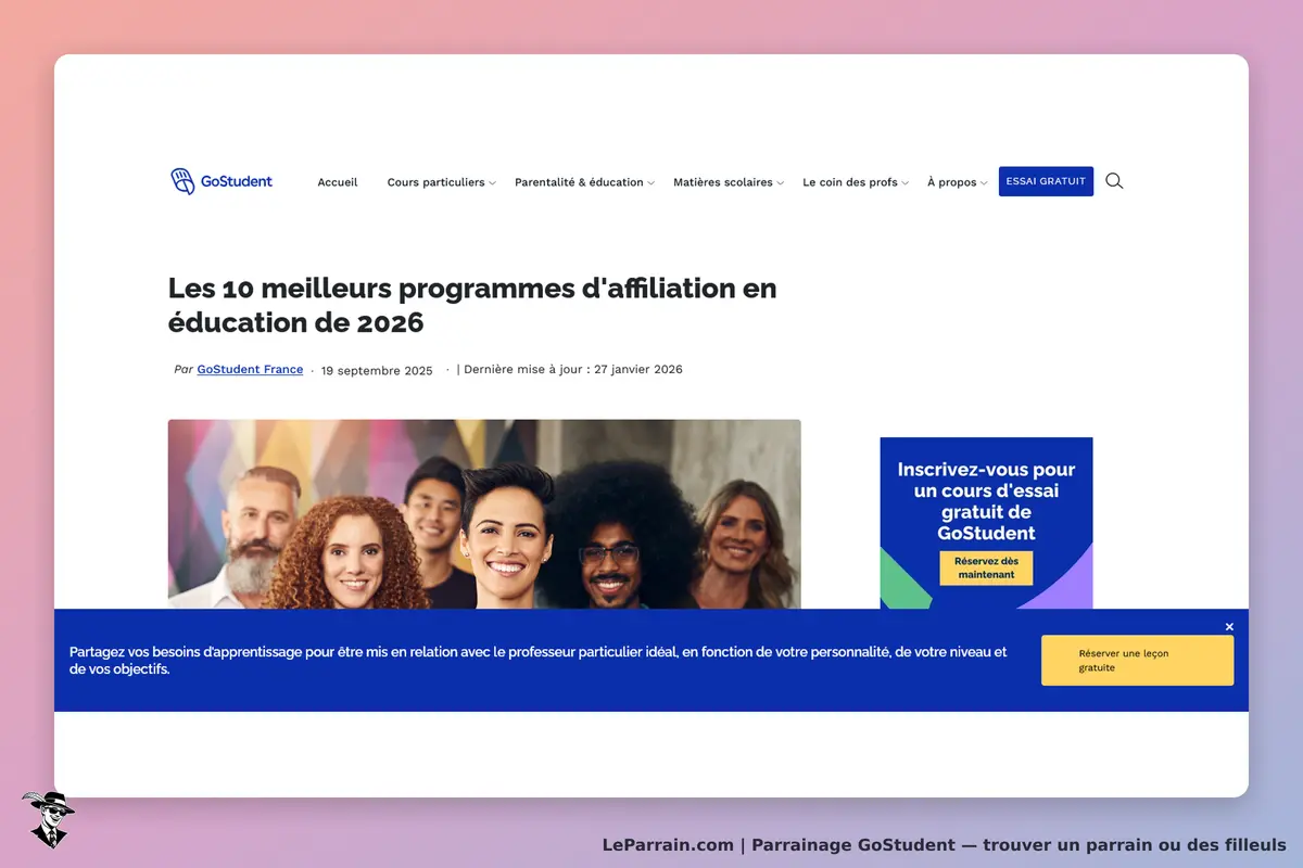 GoStudent : article sur les programmes d'affiliation avec plusieurs portraits de personnes
