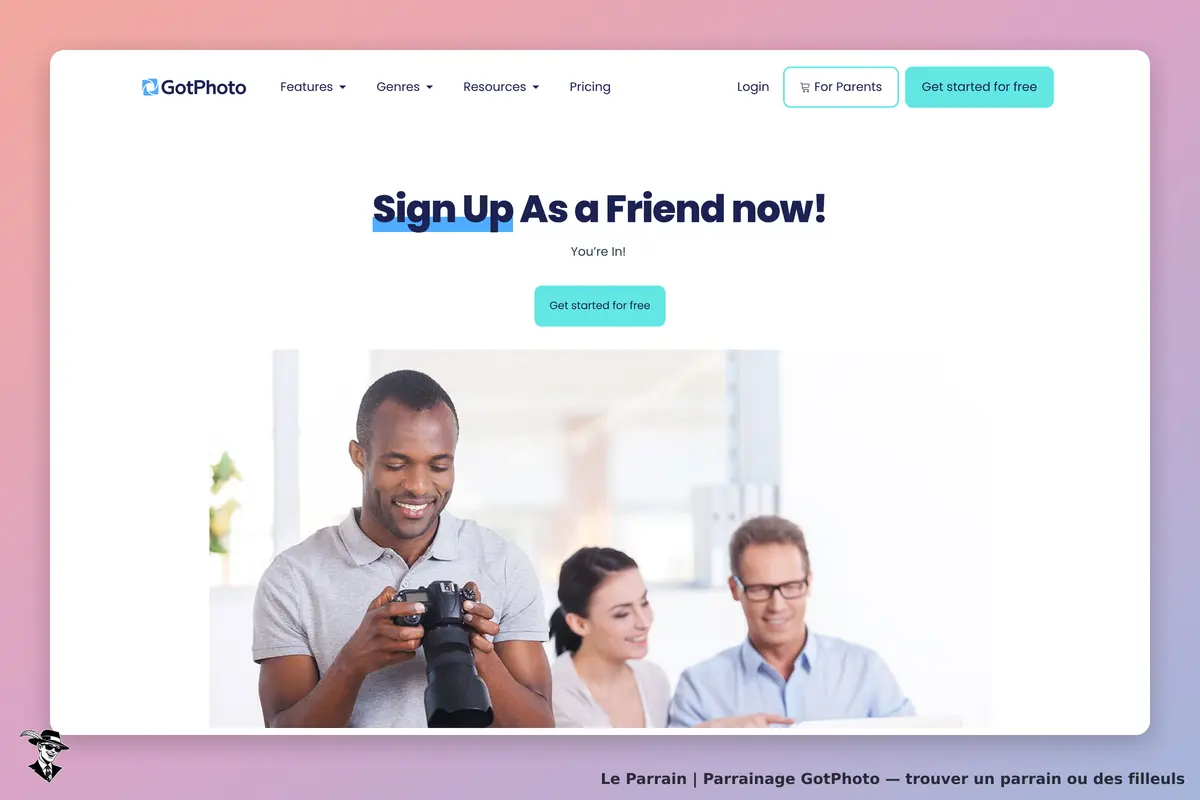 Page parrainage de GotPhoto