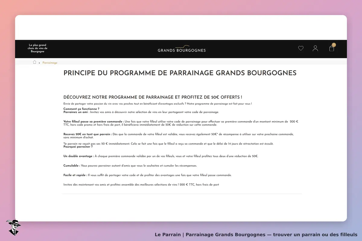 Page parrainage de Grands Bourgognes
