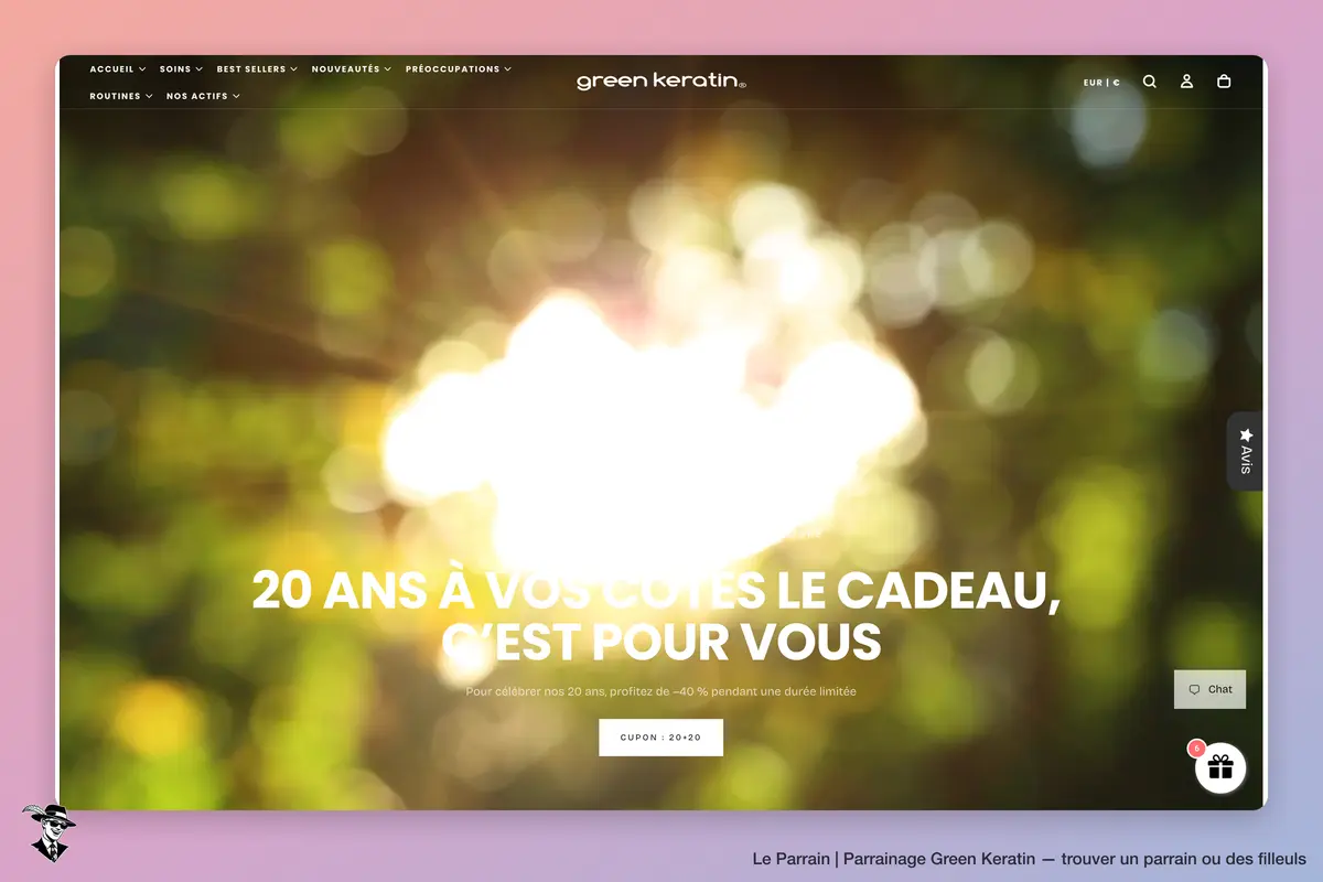 Page d'accueil de Green Keratin
