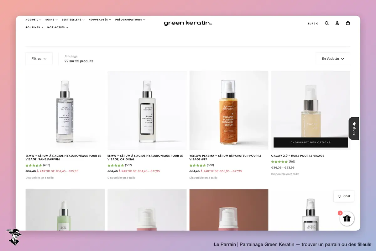 Page catégorie de Green Keratin