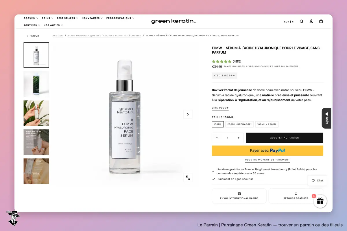 Page produit de Green Keratin