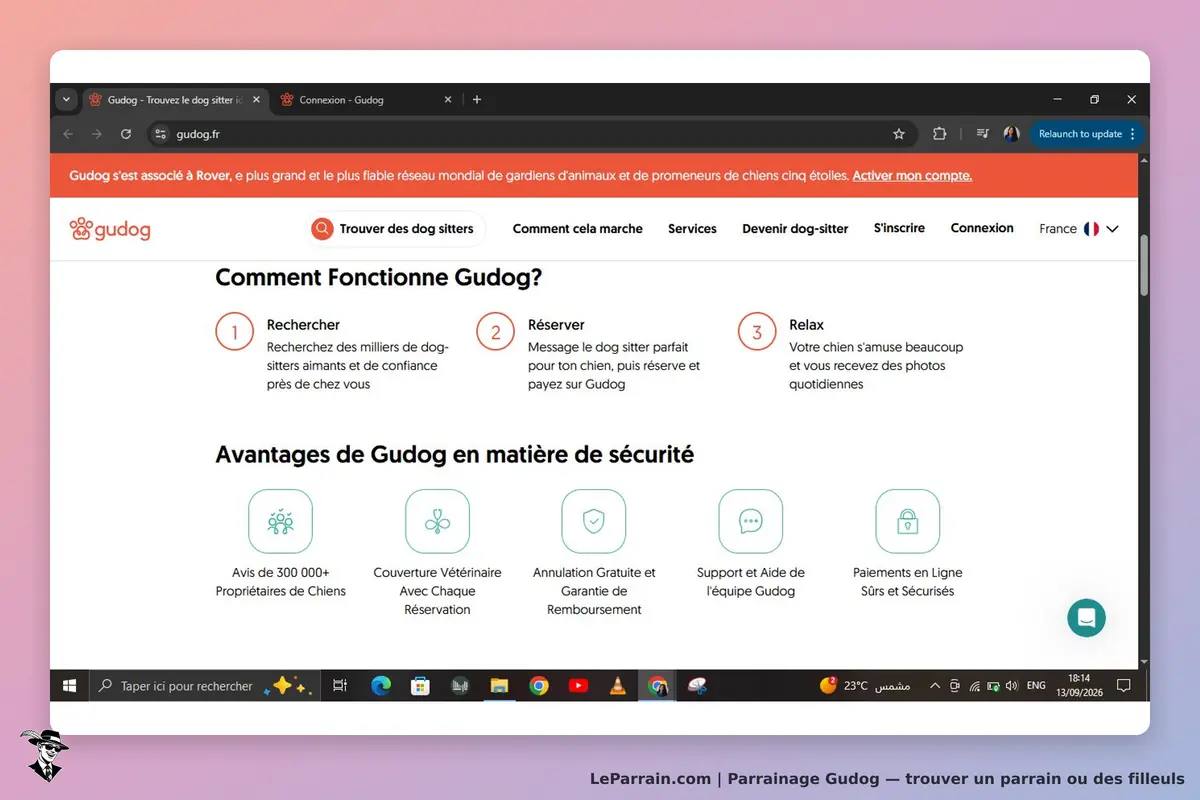Gudog : page d'accueil présentant le fonctionnement et les avantages de la plateforme