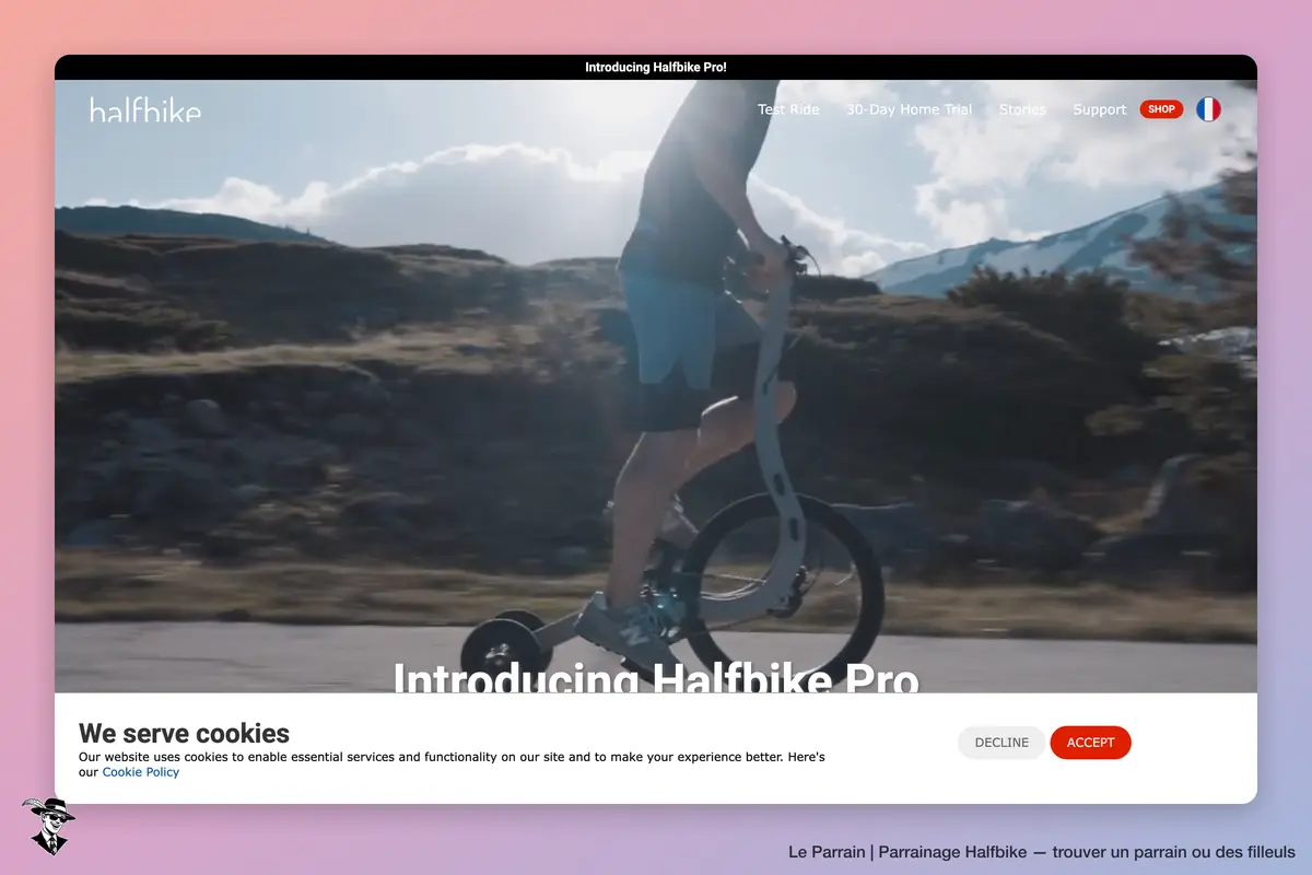 Page d'accueil de Halfbike