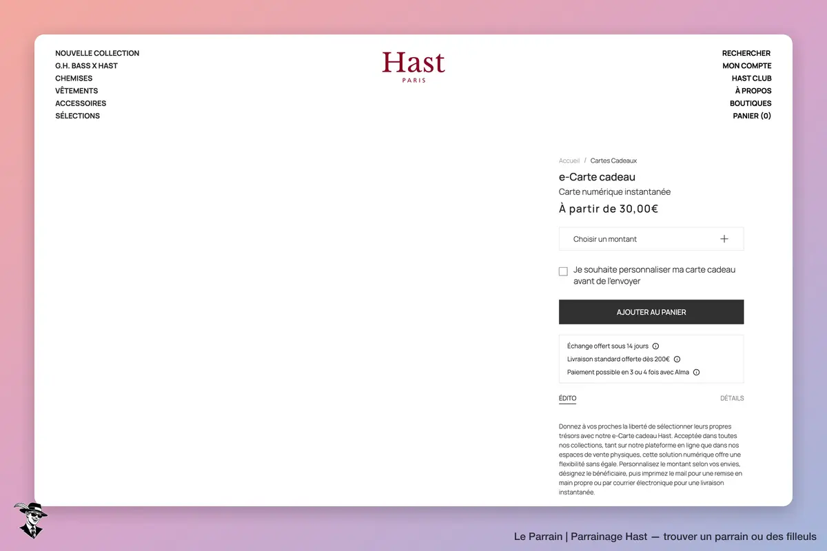 Page produit de Hast