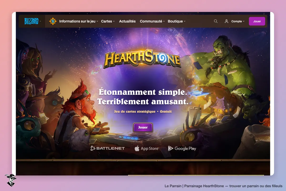 Page d'accueil de HearthStone