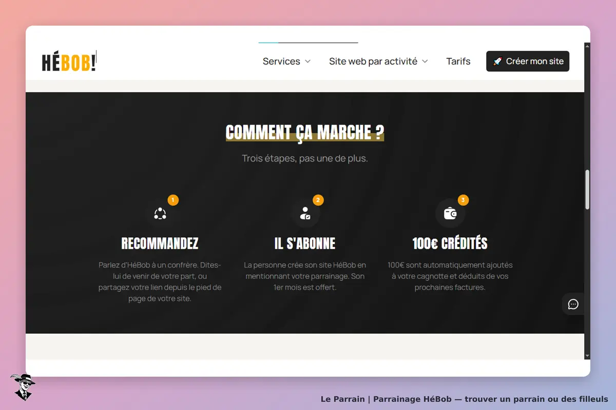 HéBob : explication en trois étapes du fonctionnement du service de parrainage