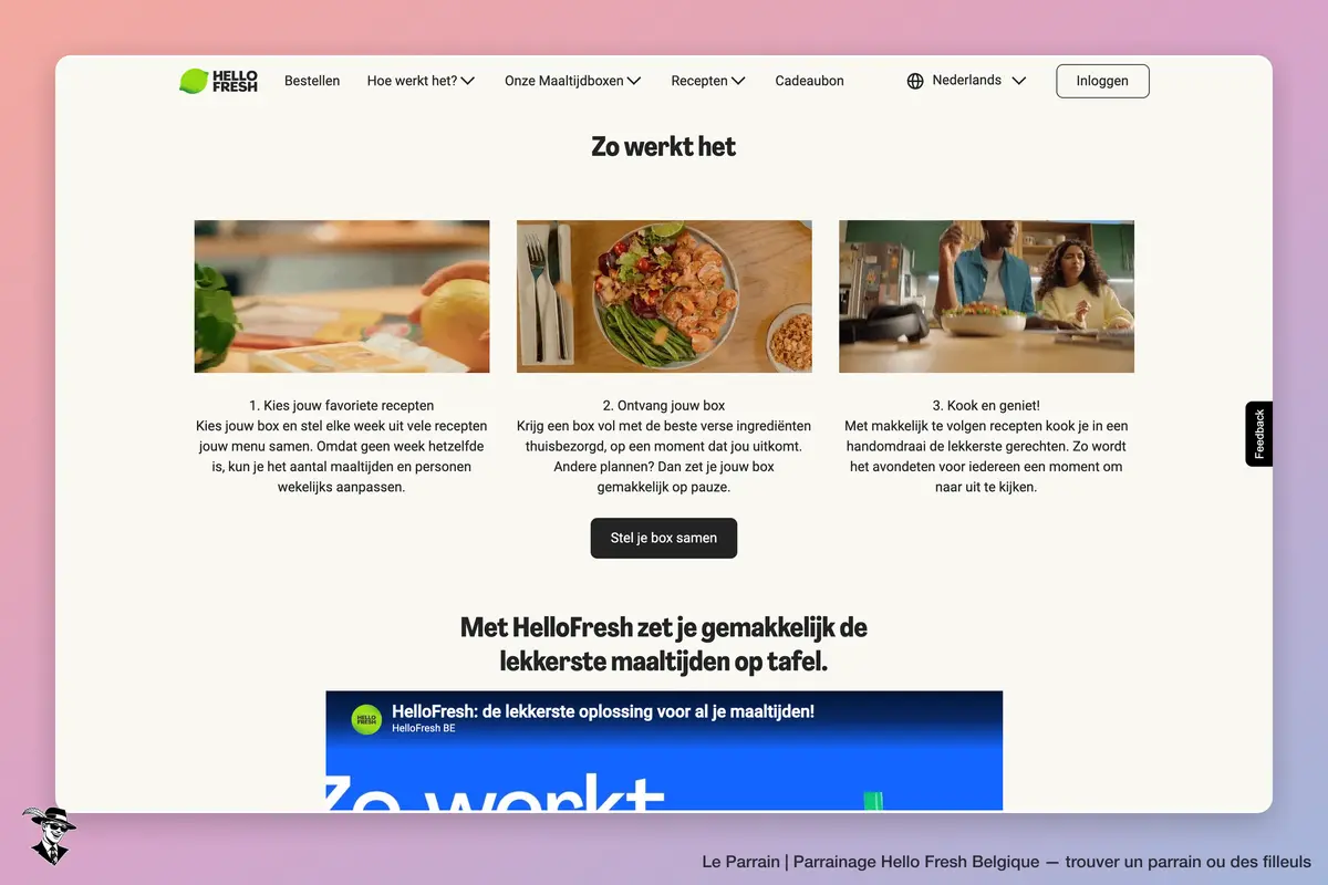 Capture d'écran de Hello Fresh Belgique