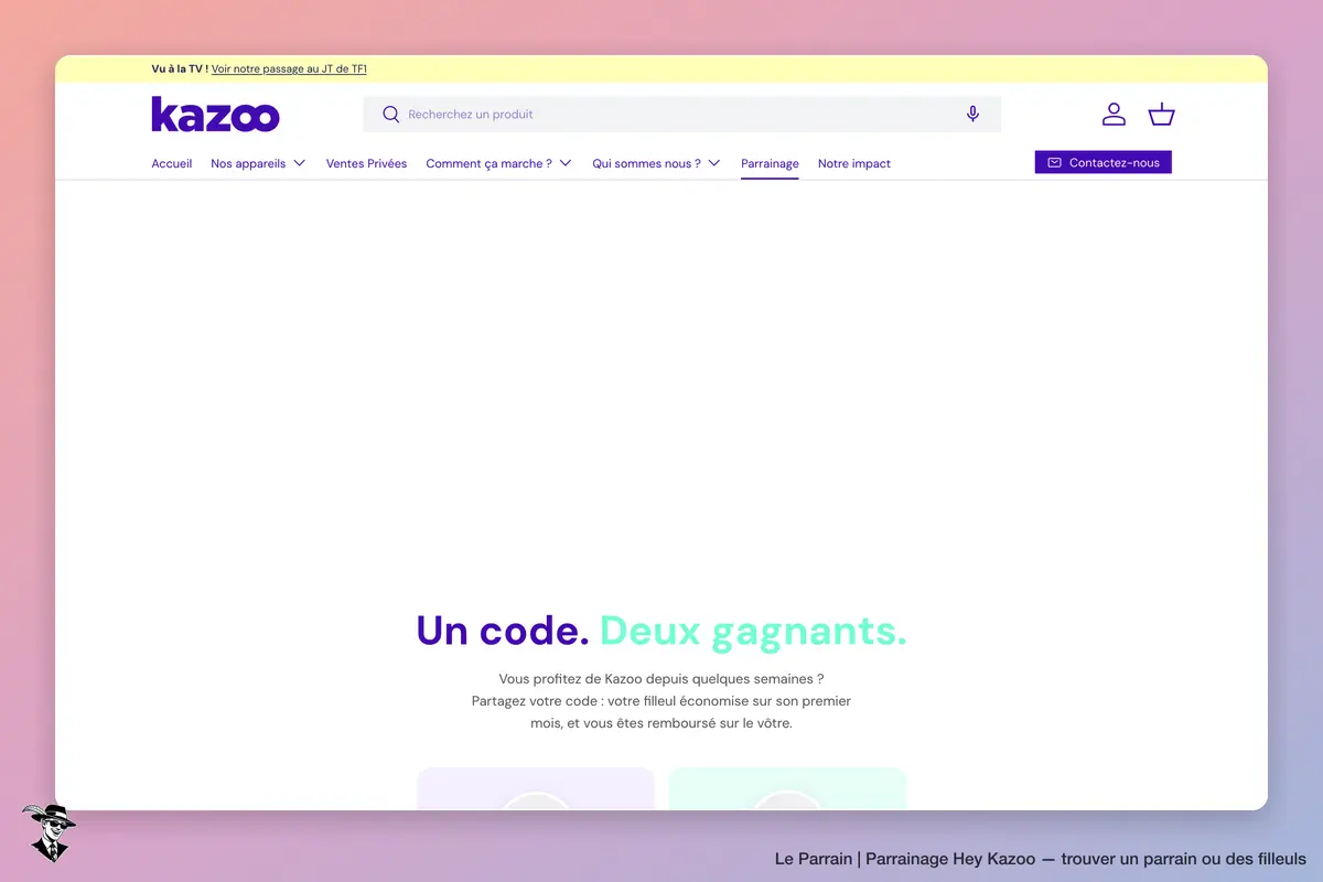 Page parrainage de Hey Kazoo