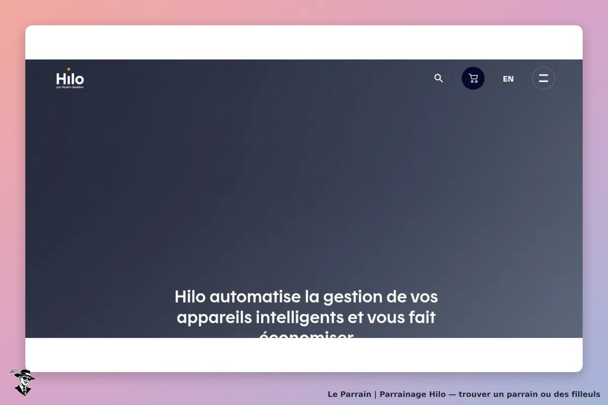 Hilo : page d'accueil avec slogan sur la gestion des appareils intelligents