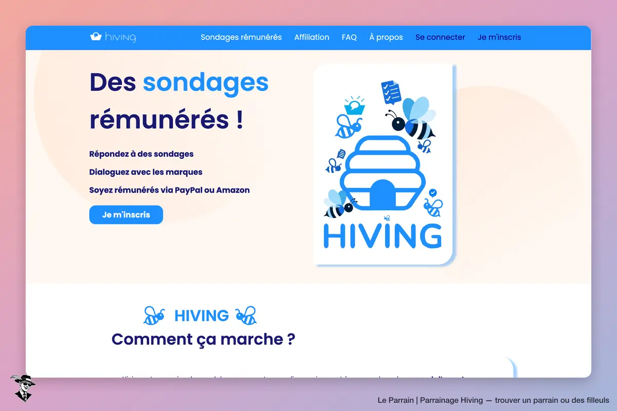 Page d'accueil de Hiving