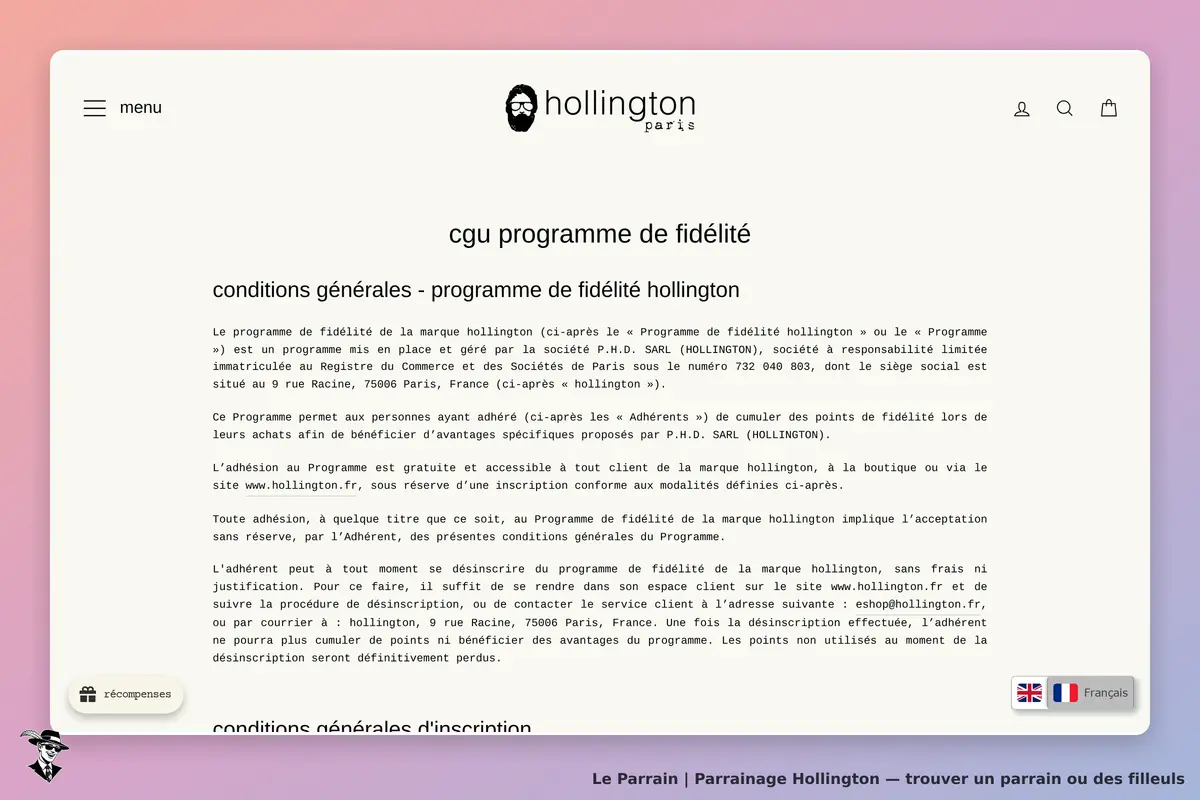 Page parrainage de Hollington